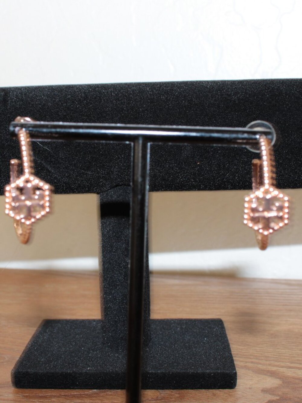 Tory Burch Rose Gold Logo Hoop Earrings